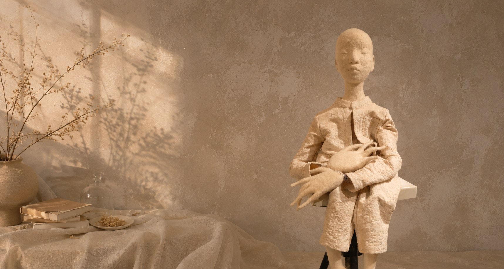 Quiet Luna Angel Studio soft sculpture scene in warm light.